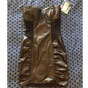 XXI Sweetheart bust faux leather minidress